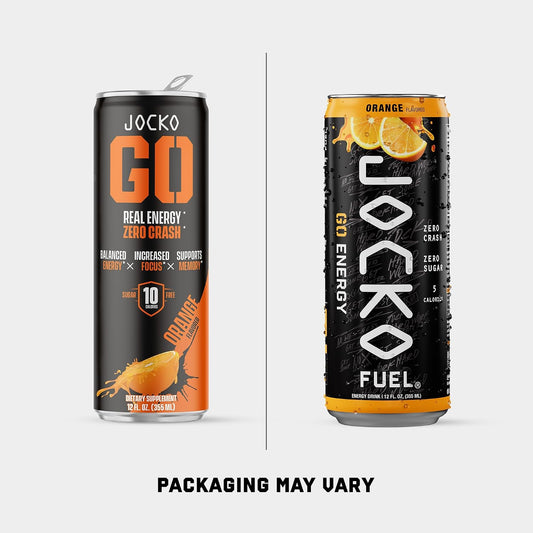 Jocko Fuel GO Energy Drinks, Afterburner Orange, 12 oz | 12 Pack