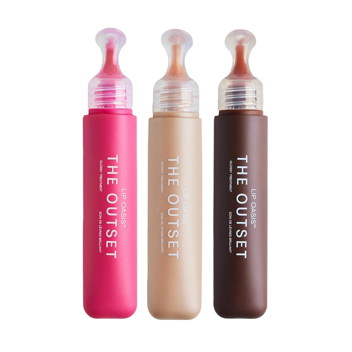 The Outset Lip Oasis Hydrating Lip Balm Bundle (3 Pack) – Glossy Moisturizing Lip Treatment for Dry, Sensitive Lips – Clean, Vegan & Gluten-Free – Daiquiri, Skinny Dip & Bonfire – 0.3 oz Each