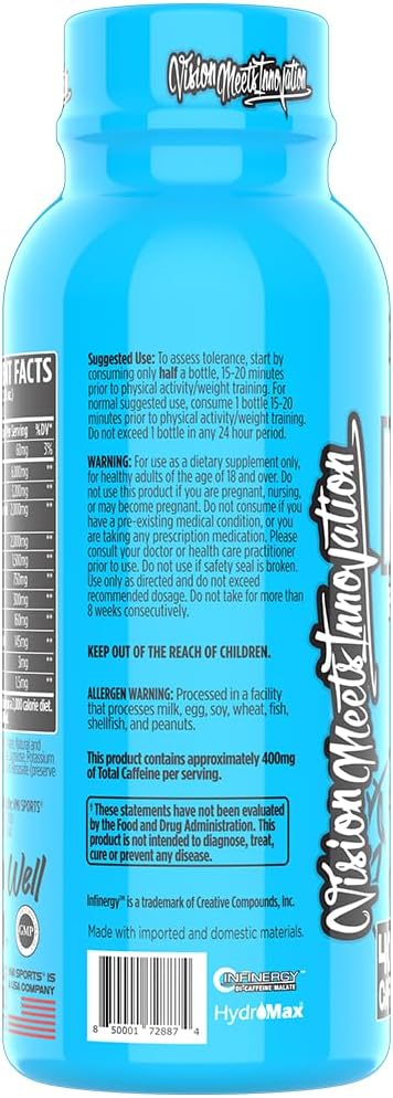 VMI Sports KXR High Stimulant Pre-Workout Energy Ready to Drink 400mg Caffeine, 6g Citrulline, 3.2g Beta-Alanine | Delicious, Convenient, Powerful | 12.5 oz Bottles (Blue Gummy, 12 Bottles)