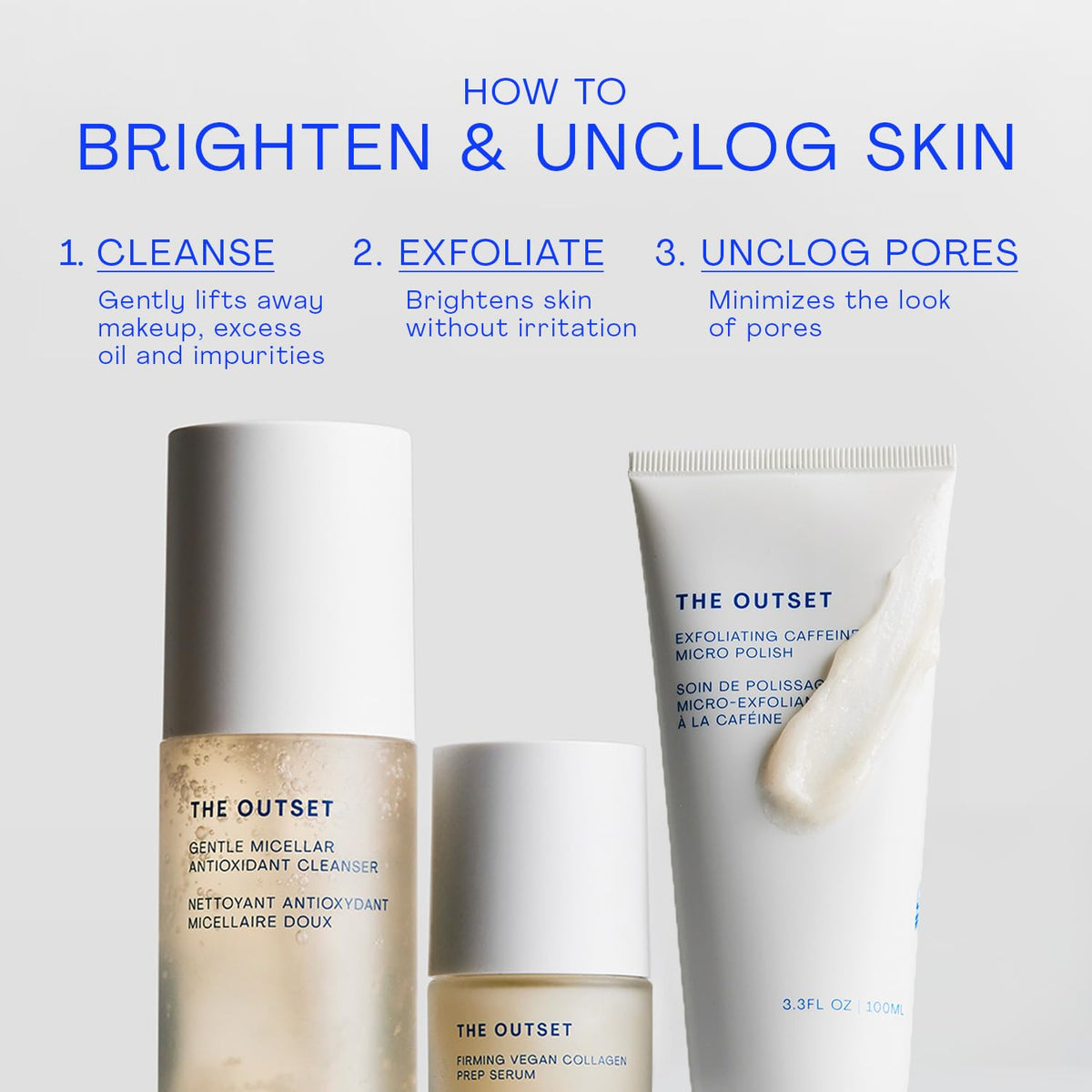 The Outset Exfoliating Caffeine Micro Polish, Brightening, Smoothing & Awakening Physical Face Scrub, Gentle, Fragrance-Free, Clean, Vegan & Gluten-Free Daily Skincare - 3.3 fl oz
