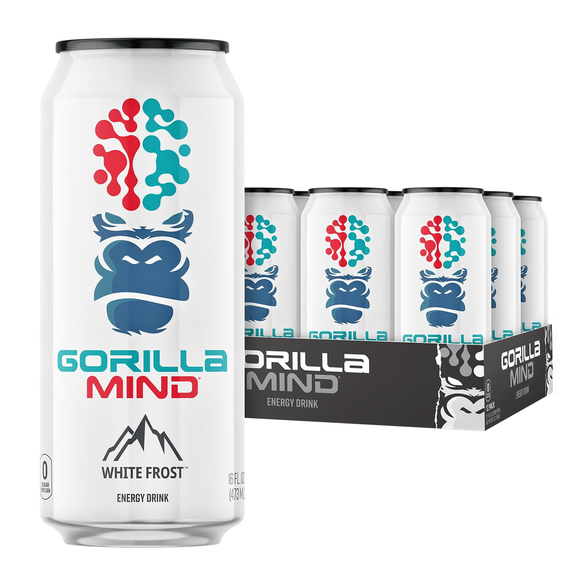 Gorilla Mind Energy Drink | 16oz, 12-Pack (Blue Raspberry)