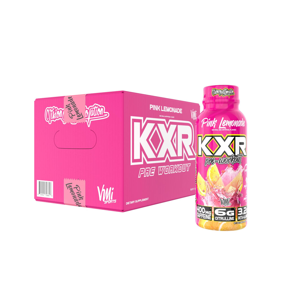 VMI Sports KXR High Stimulant Pre-Workout Energy Ready to Drink 400mg Caffeine, 6g Citrulline, 3.2g Beta-Alanine | Delicious, Convenient, Powerful | 12.5 oz Bottles (Blue Gummy, 12 Bottles)