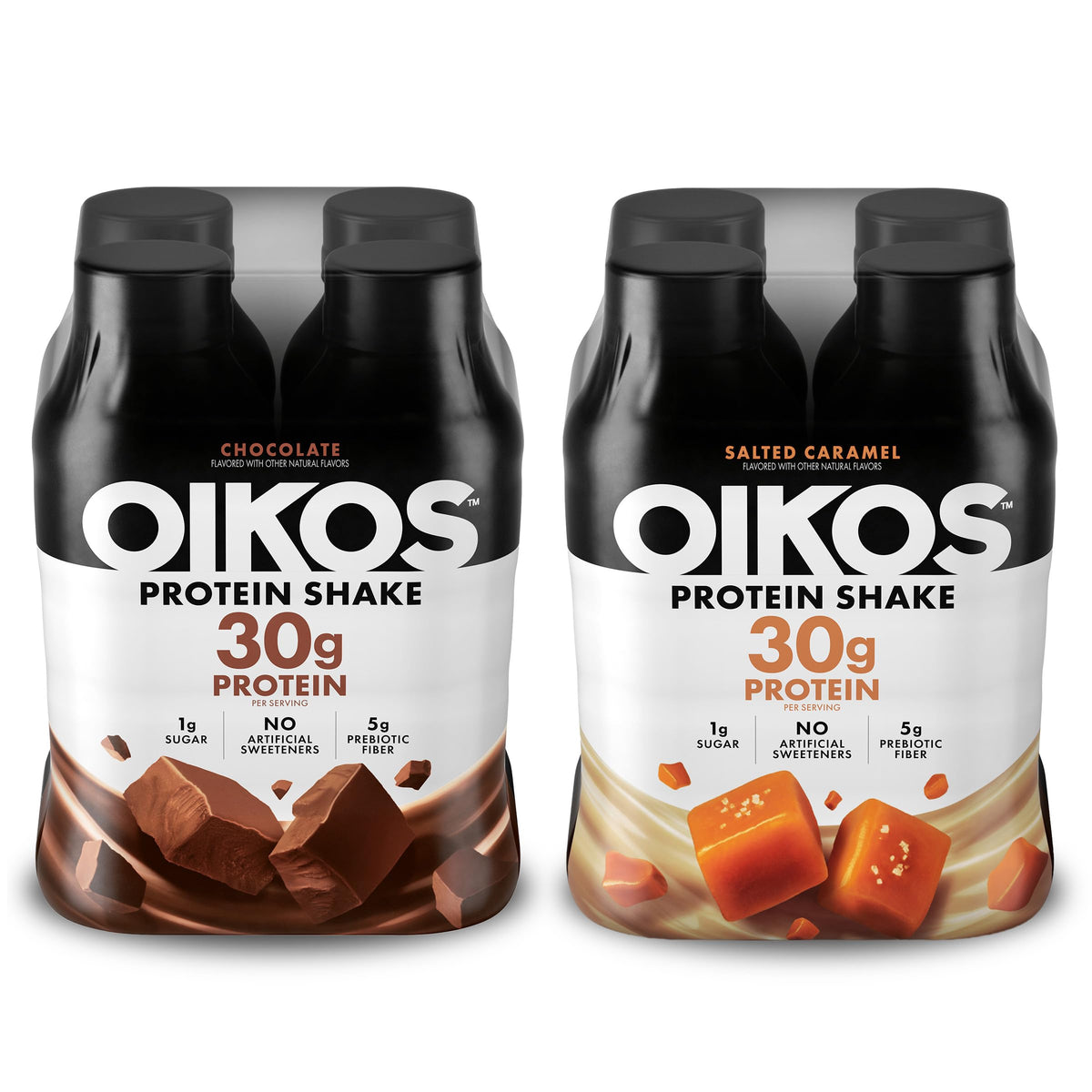 Oikos Protein Shake, Vanilla, 30g High Protein Drinks, Shelf Stable, Ready to Drink, 5g Prebiotic Fiber, 12 fl oz Bottle, 12 Count​