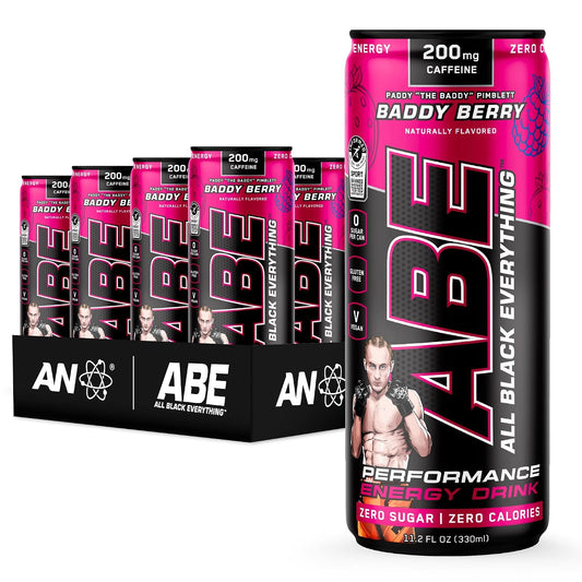 All Black Everything Performance Energy Drink | Zero Calories, Sugar Free | 200mg Caffeine | Beta Alanine & Citrulline | Pre-Workout Sport Drink for Men & Women | Baddy Berry | 12 Pack