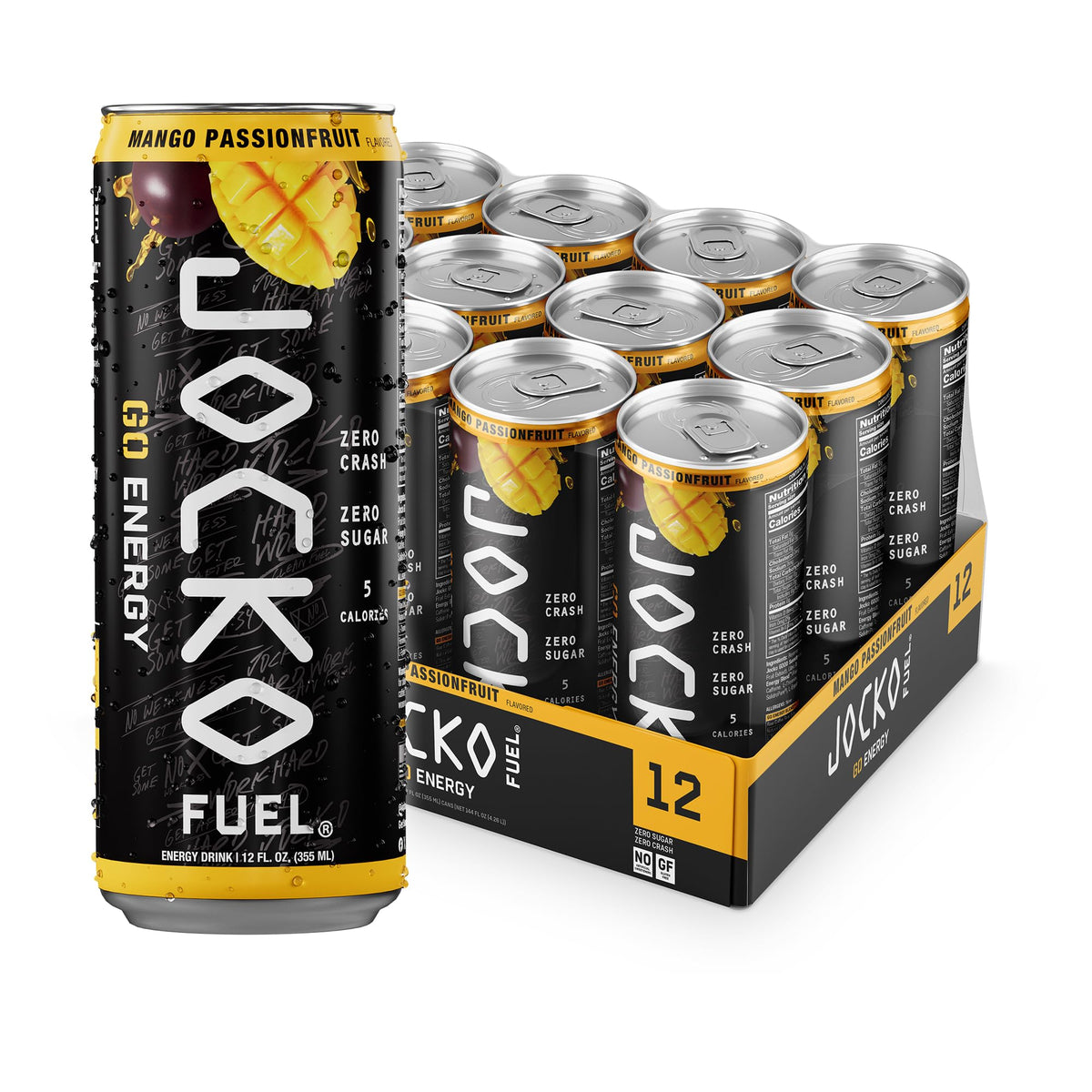 Jocko Fuel GO Energy Drinks, Afterburner Orange, 12 oz | 12 Pack