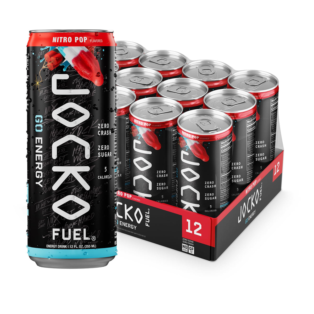 Jocko Fuel GO Energy Drinks, Afterburner Orange, 12 oz | 12 Pack